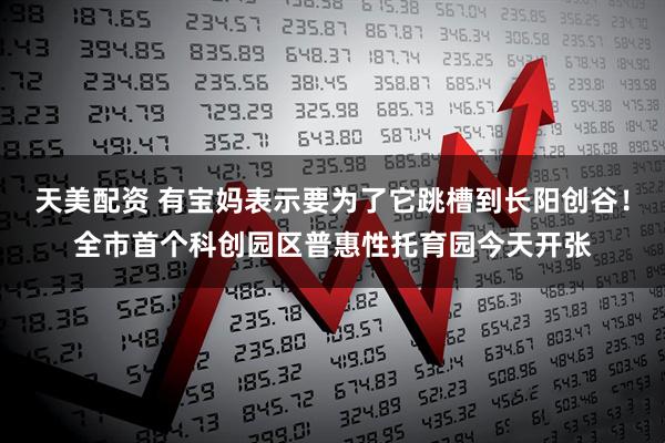 天美配资 有宝妈表示要为了它跳槽到长阳创谷！全市首个科创园区普惠性托育园今天开张